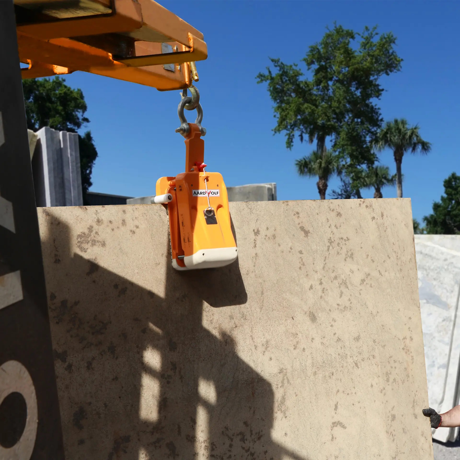 Aardwolf slab lifter for stone handling in the UAE