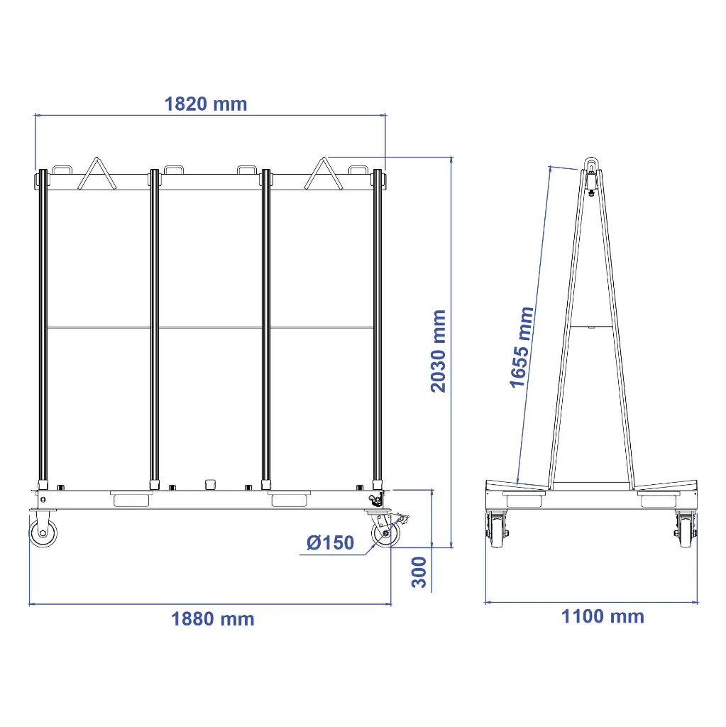 Aardwolf FS-1880-1650A-4 Universal Transport Frame for glass and stone slabs