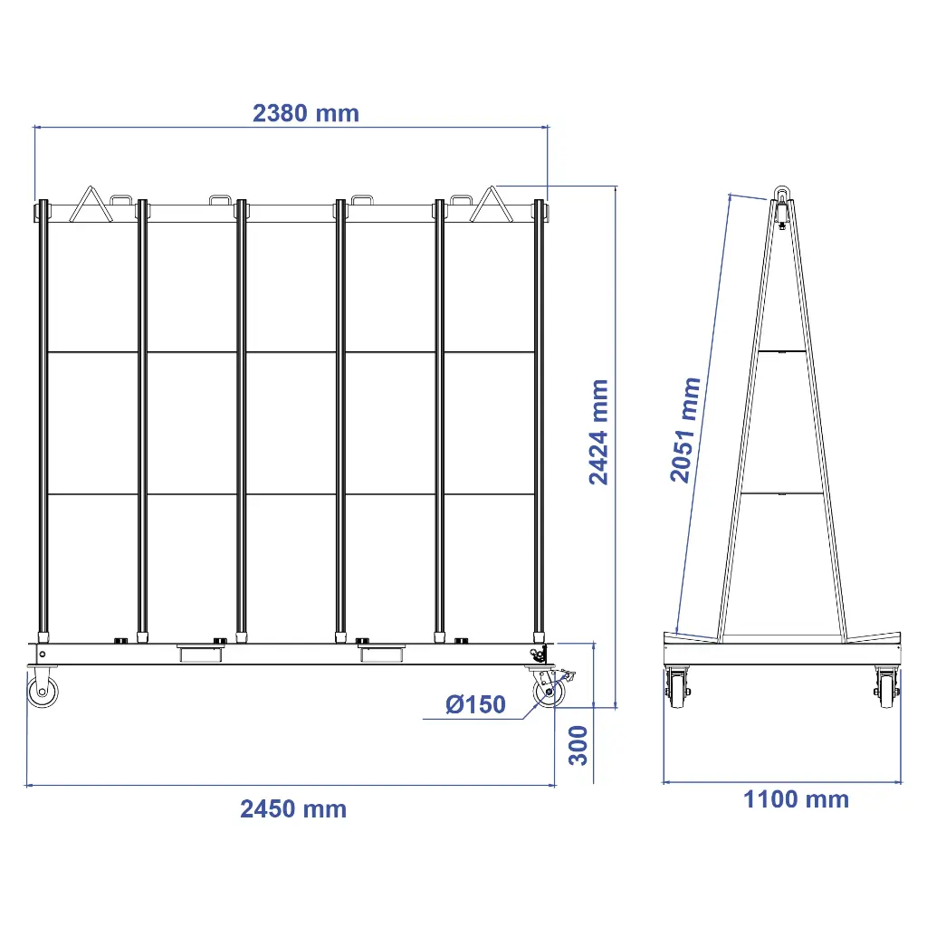 Aardwolf FS-2440-2050A-6 Universal Transport Frame for large slabs and glass