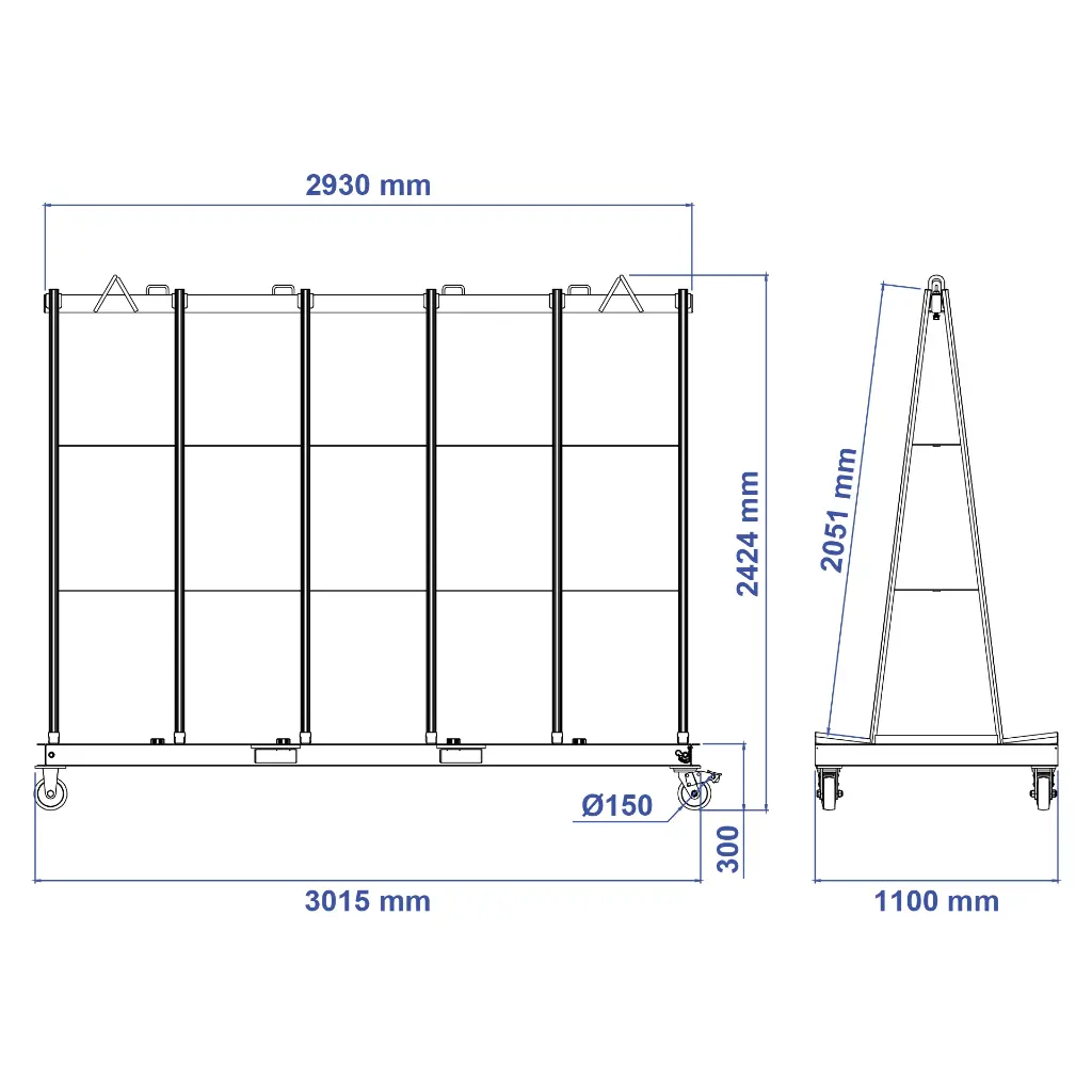 Aardwolf FS-3000-2050A-6 Universal Transport Frame for extra-long slabs