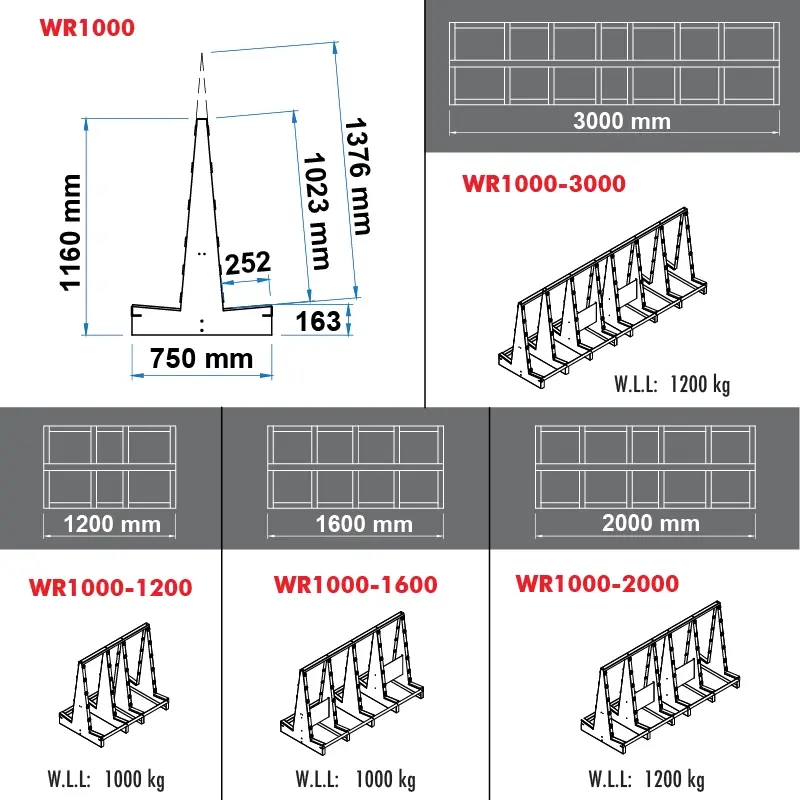 Aardwolf WR1000-3000 Wolf Rack for organised slab and sheet storage