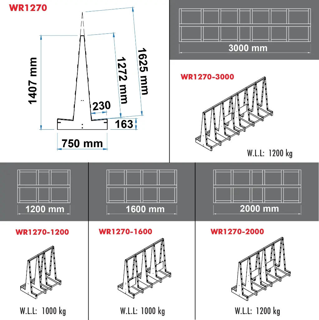 Aardwolf WR1270-3000 Wolf Rack for heavy-duty slab storage