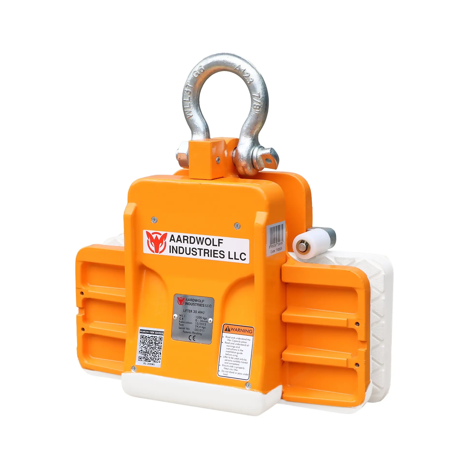 Aardwolf AL30AWJ automatic wide jaw slab lifter for granite, marble, porcelain, ceramic, and engineered stone slabs