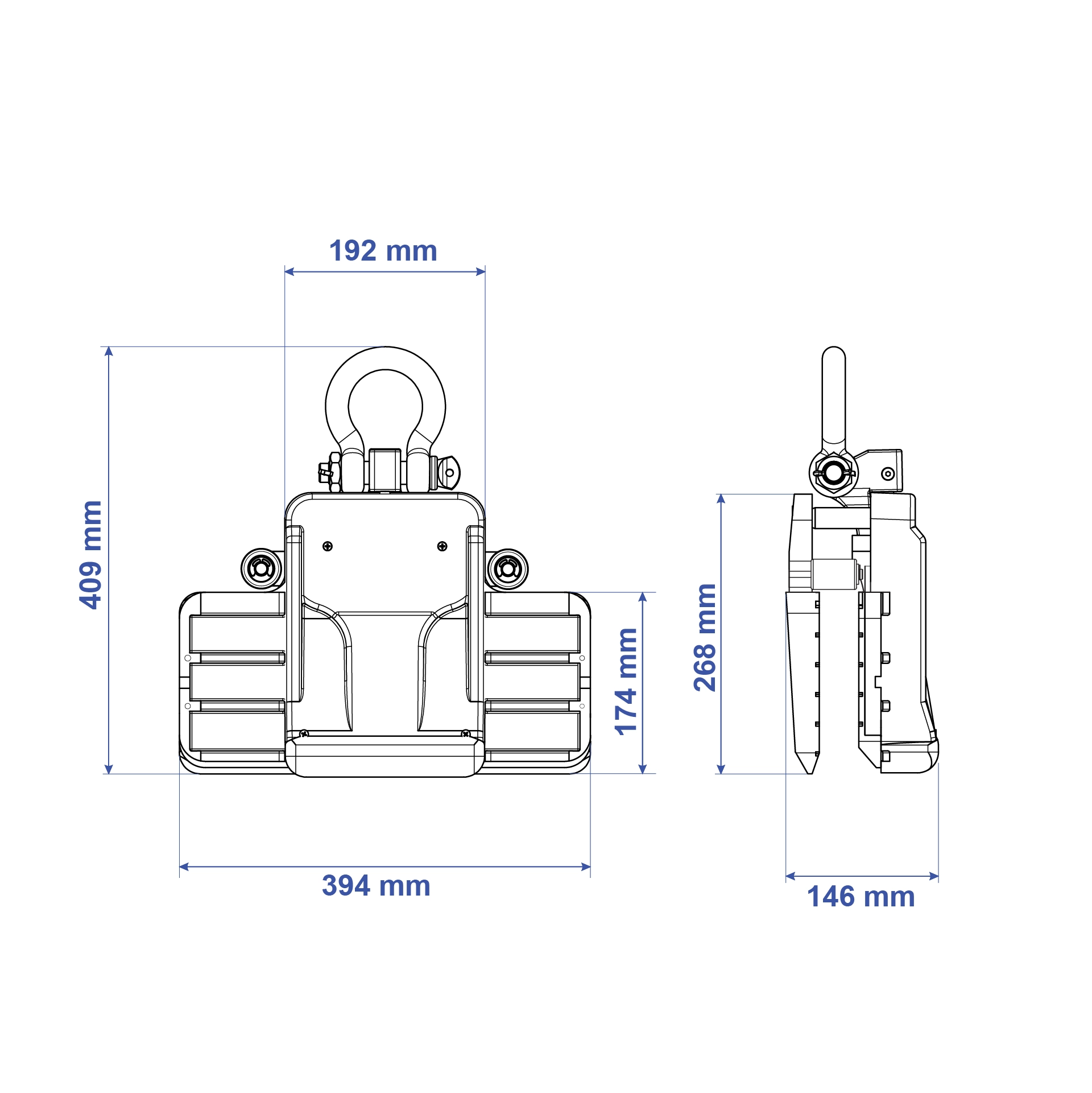 Aardwolf AL30AWJ automatic wide jaw slab lifter for granite, marble, porcelain, ceramic, and engineered stone slabs