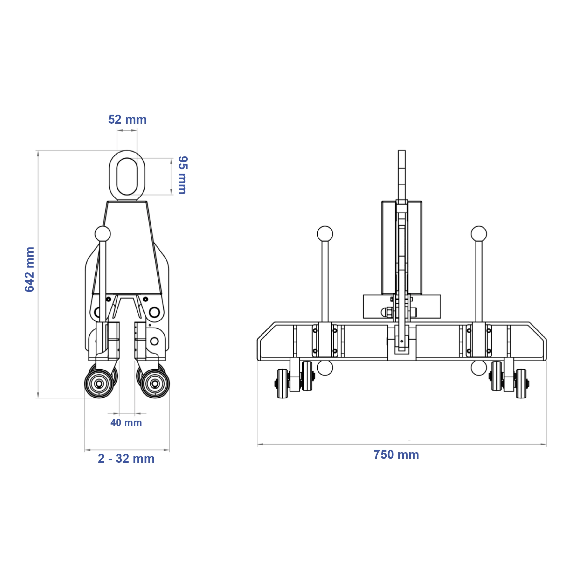 Aardwolf AGL32 mechanical glass lifter with side support arms for 2–32 mm flat glass sheets