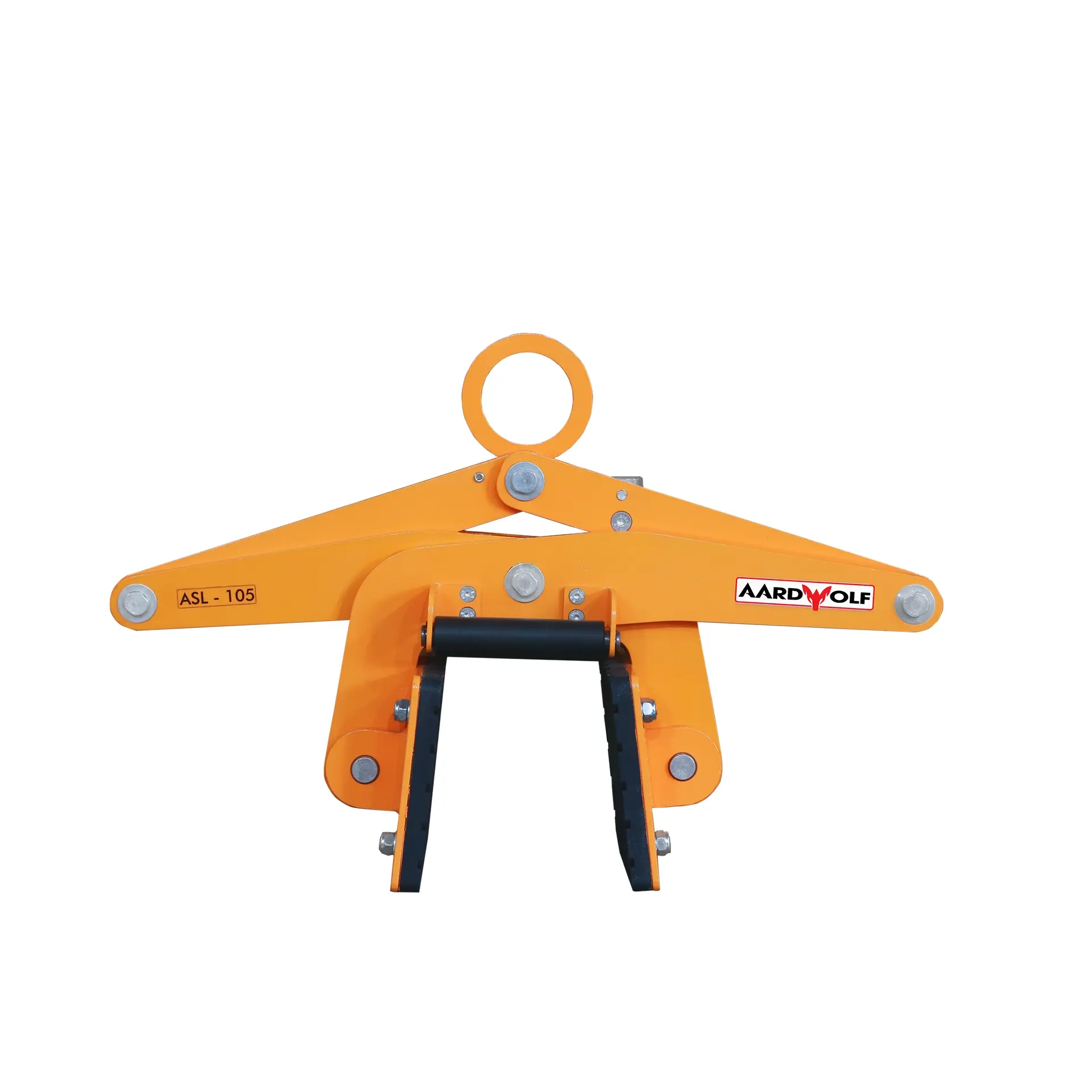 Aardwolf ASL105 mechanical scissor clamp lifter for lifting stone, precast concrete, and concrete sleepers up to 105 mm wide
