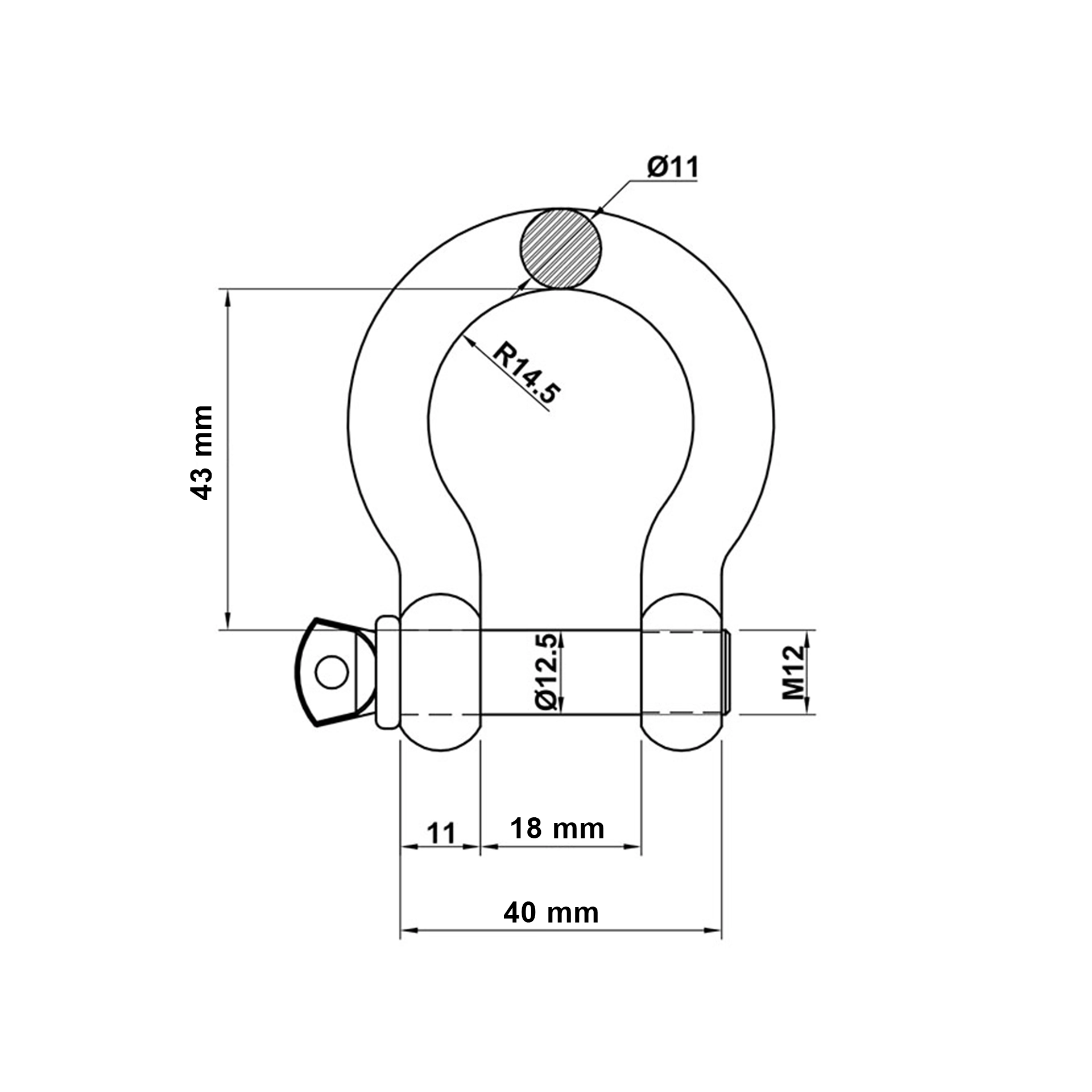Aardwolf BS1.5T Bow Shackle for lifting and rigging assemblies