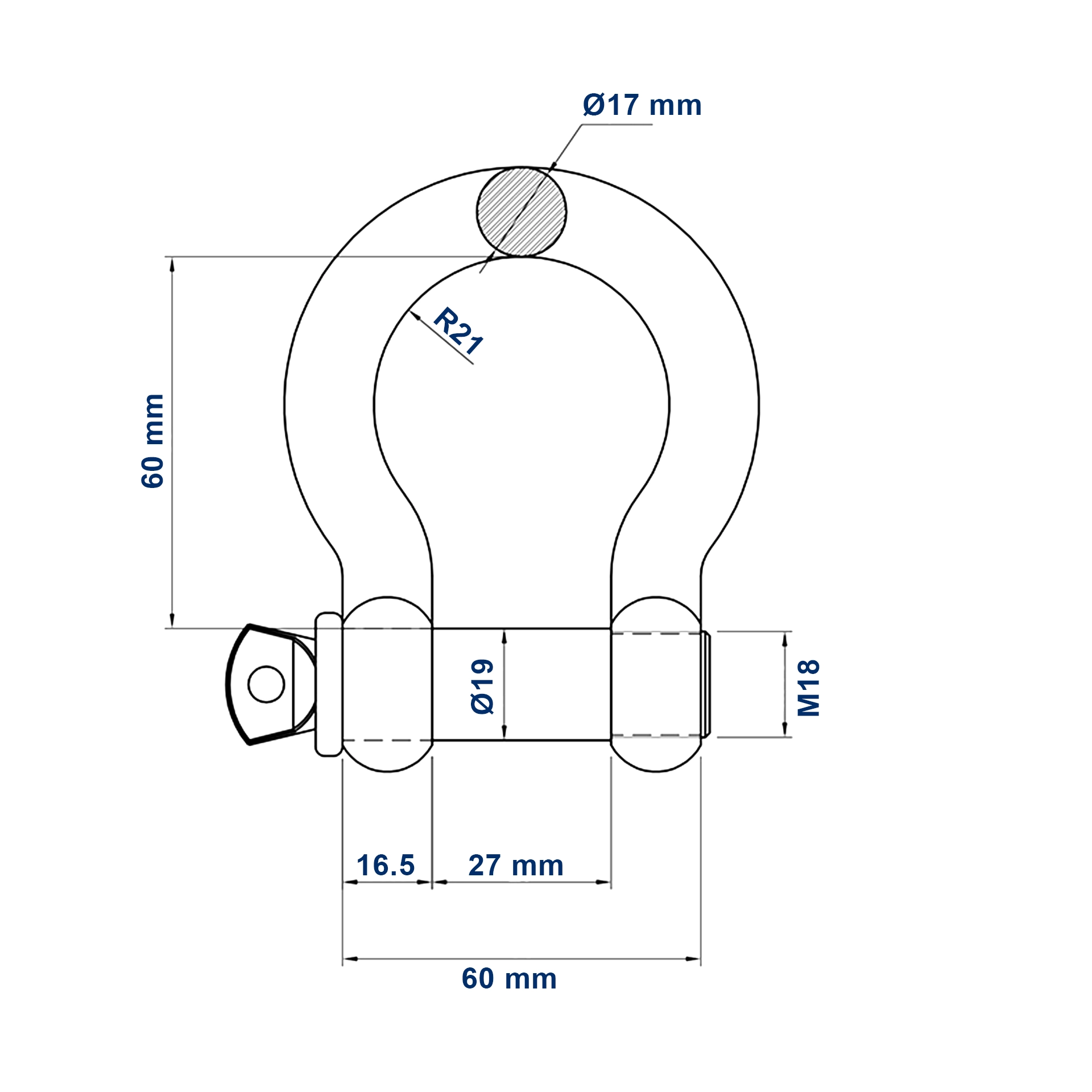 Aardwolf BS3T Bow Shackle for industrial lifting and rigging