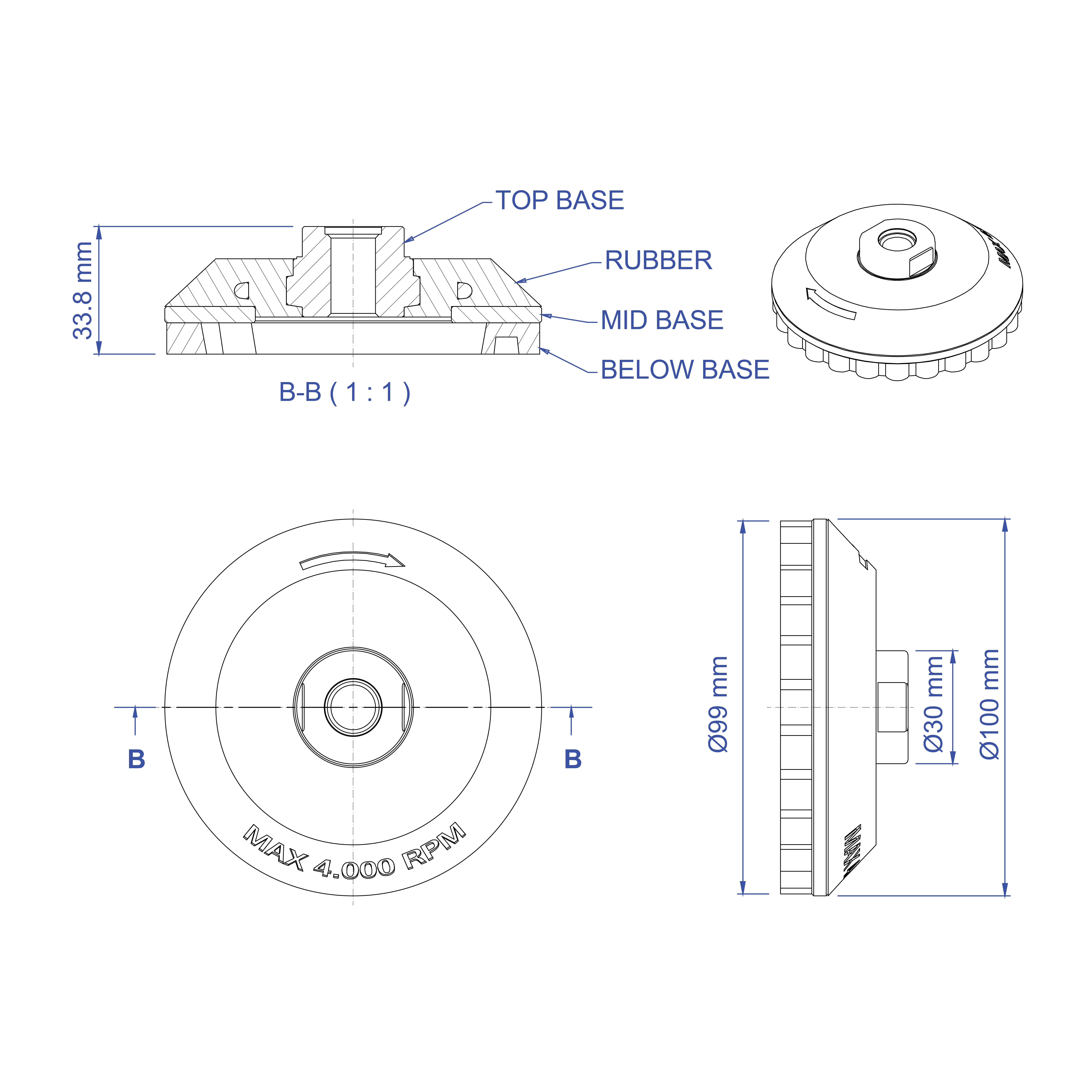 Aardwolf SL4 Snail Lock for stone polishing pad applications