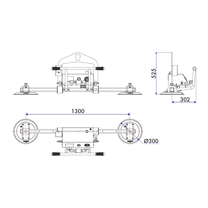 Aardwolf AVGLM2-200 Vacuum Glass Lifter for controlled glass panel lifting and positioning