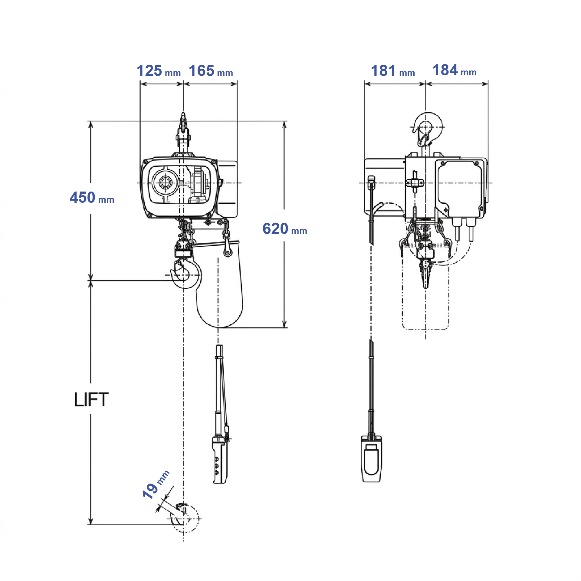 Hitachi HITACHI1SN1ST Electric Chain Hoist for industrial lifting