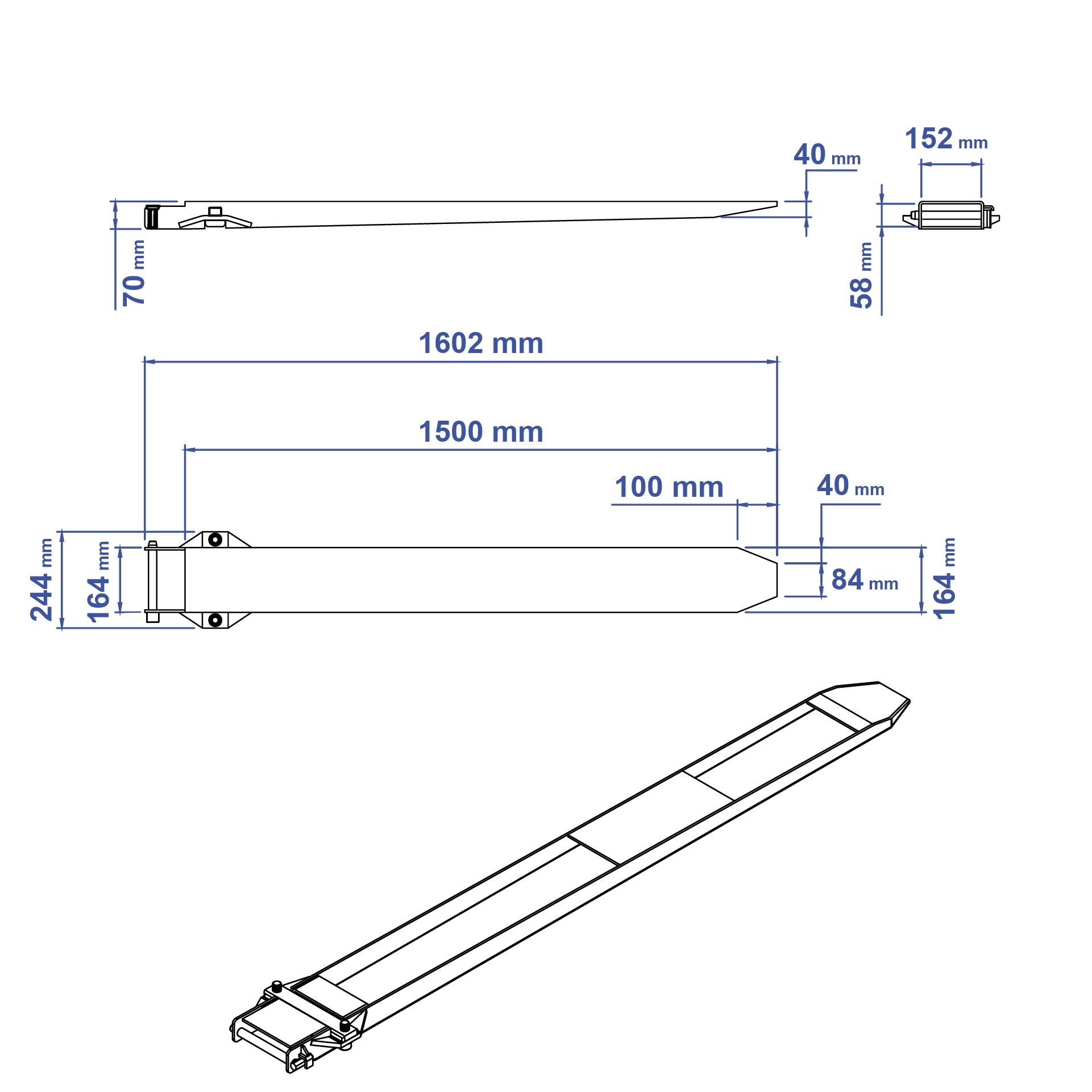 Aardwolf FES-1500 Fork Extension for longer pallets and materials