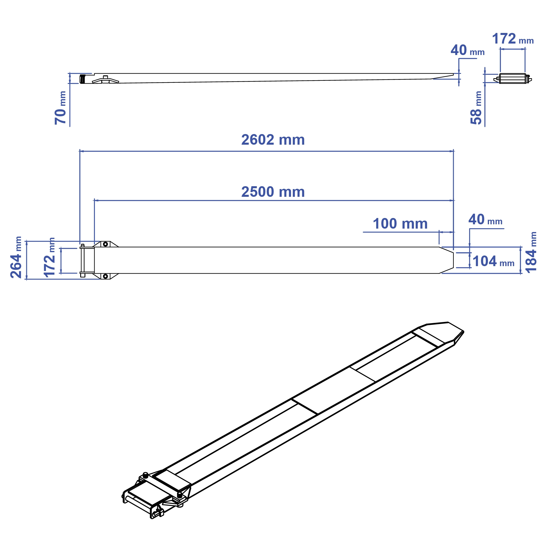 Aardwolf FES-2500 Fork Extension for long and bulky load handling