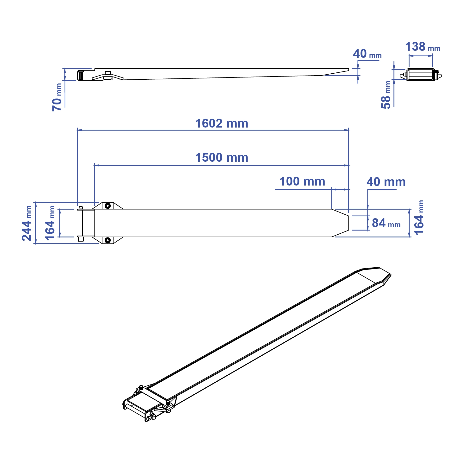 Aardwolf AFE-1500 Heavy Duty Fork Extension for demanding load handling