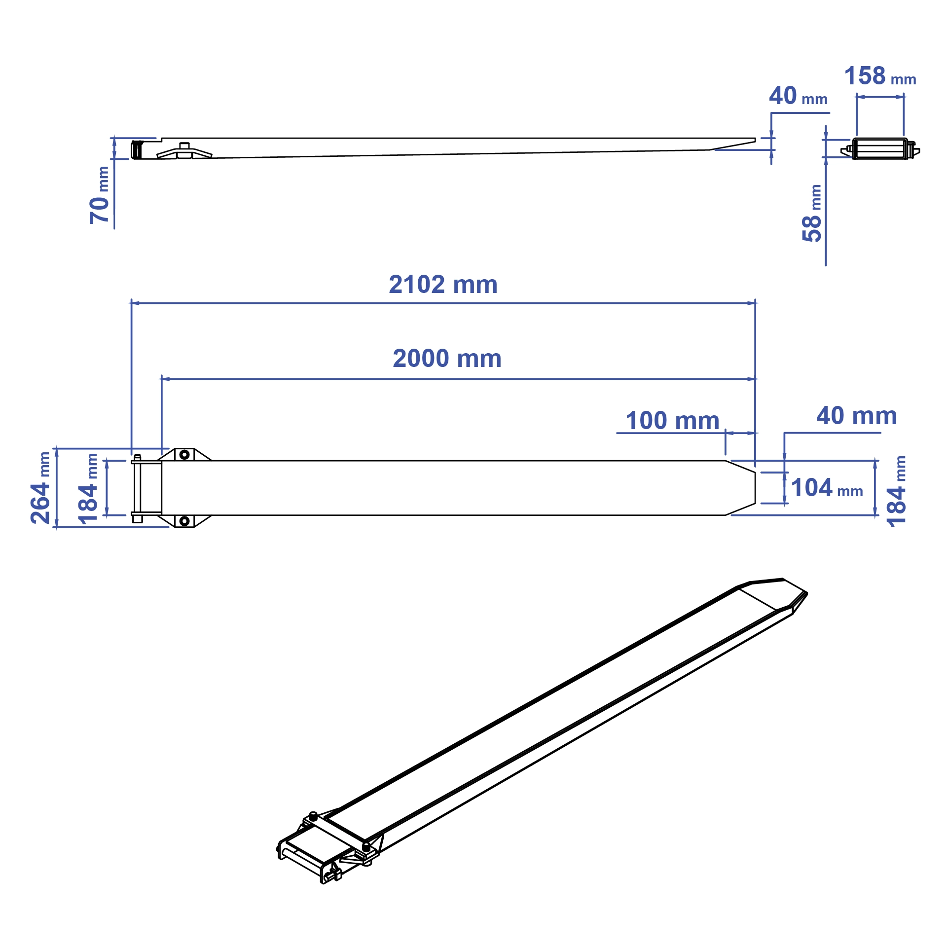 Aardwolf AFE-2000 Heavy Duty Fork Extension for longer heavy loads