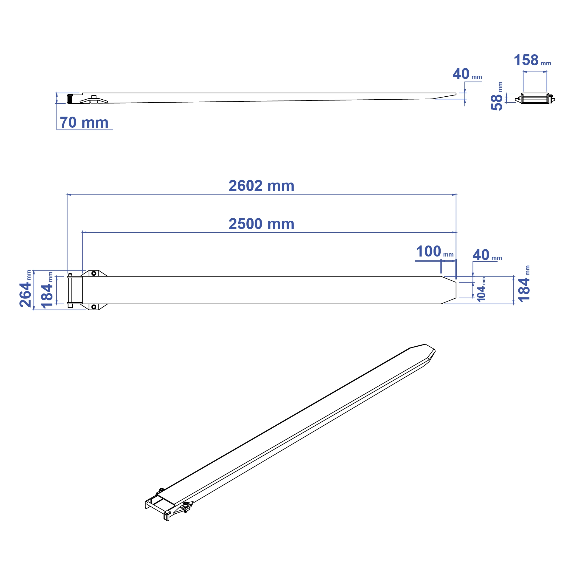 Aardwolf AFE-2500 Heavy Duty Fork Extension for long heavy loads
