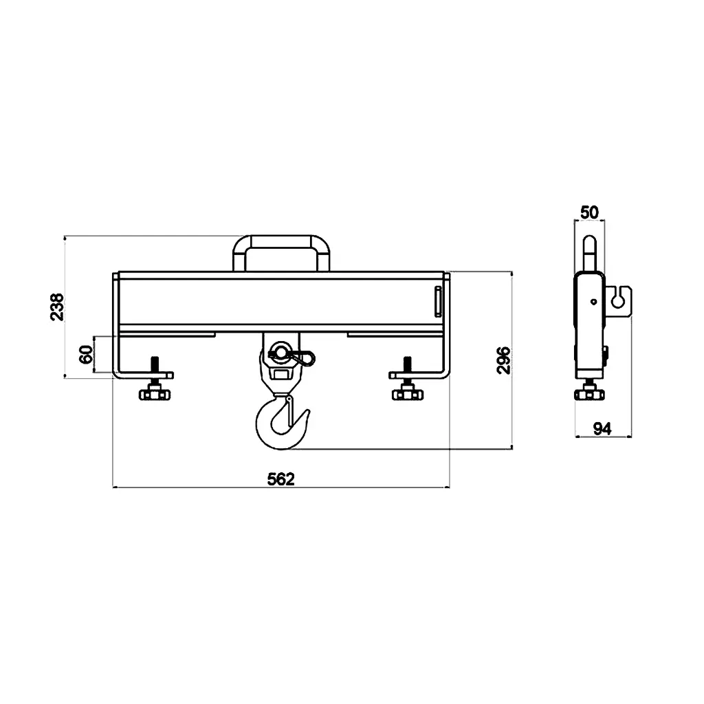 Aardwolf FHADF2 Forklift Hook Attachment for suspended load handling