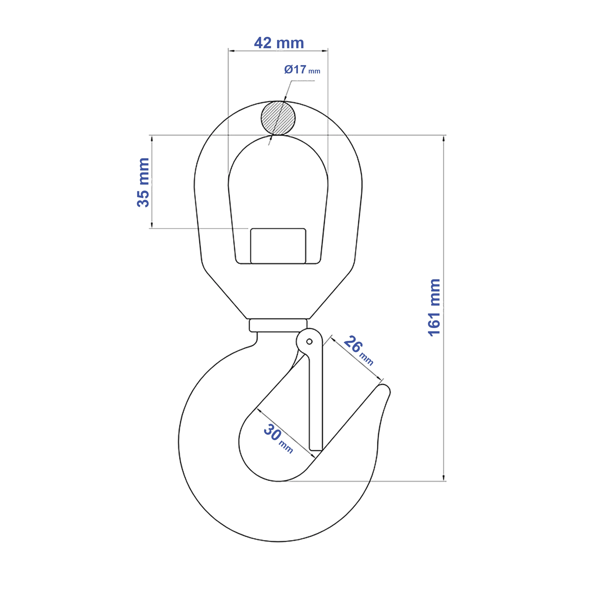 Aardwolf SH3T Swivel Hook for industrial lifting and rigging