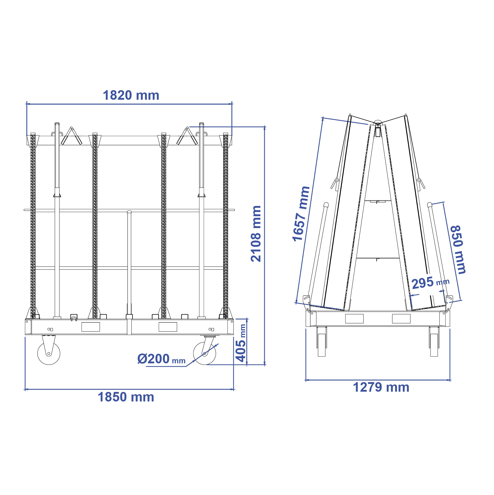 Aardwolf AF1850QP Heavy Duty Transport Frame for stone slabs, glass and panels