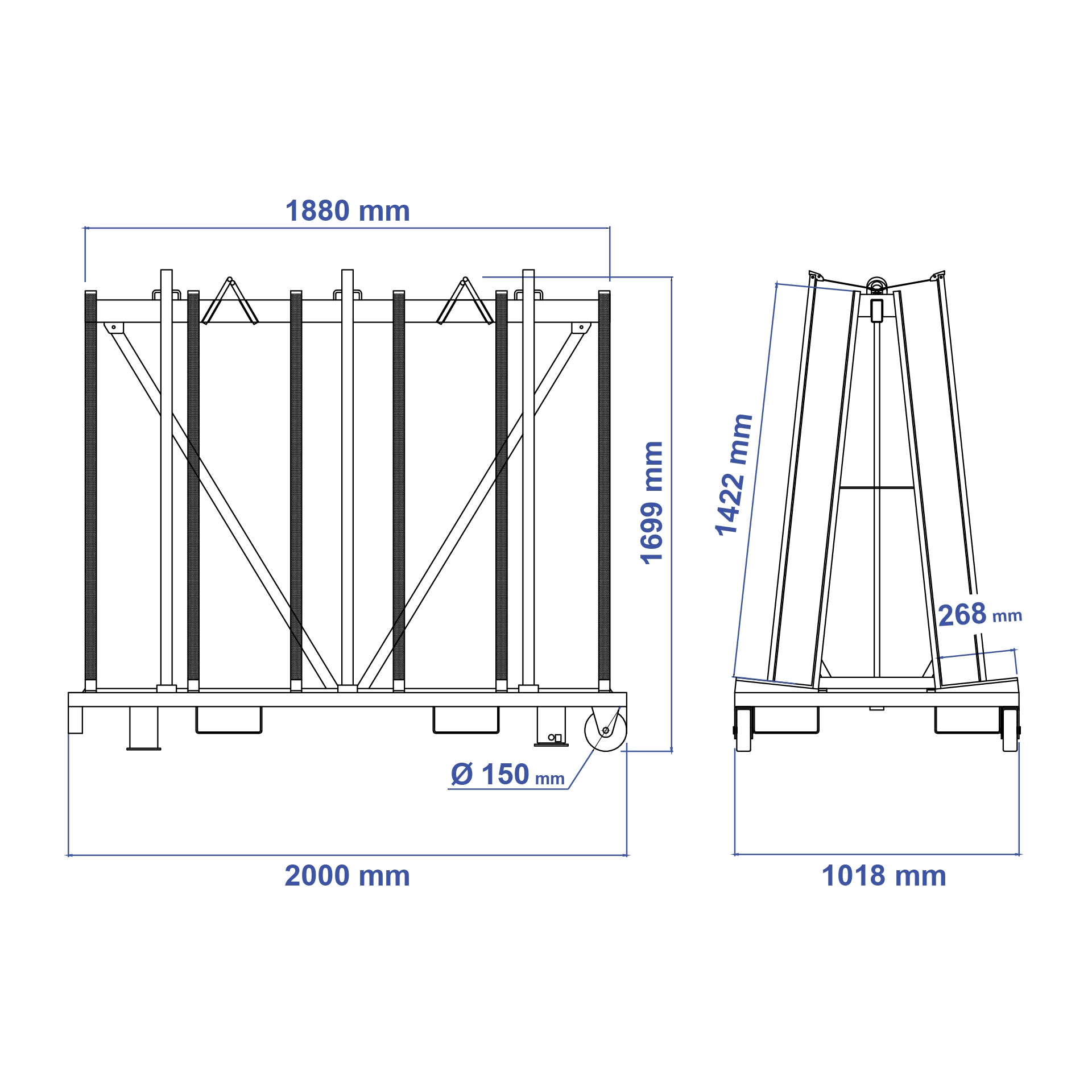 Aardwolf TF2000 Transport Frame for stone slabs, glass and sheet materials
