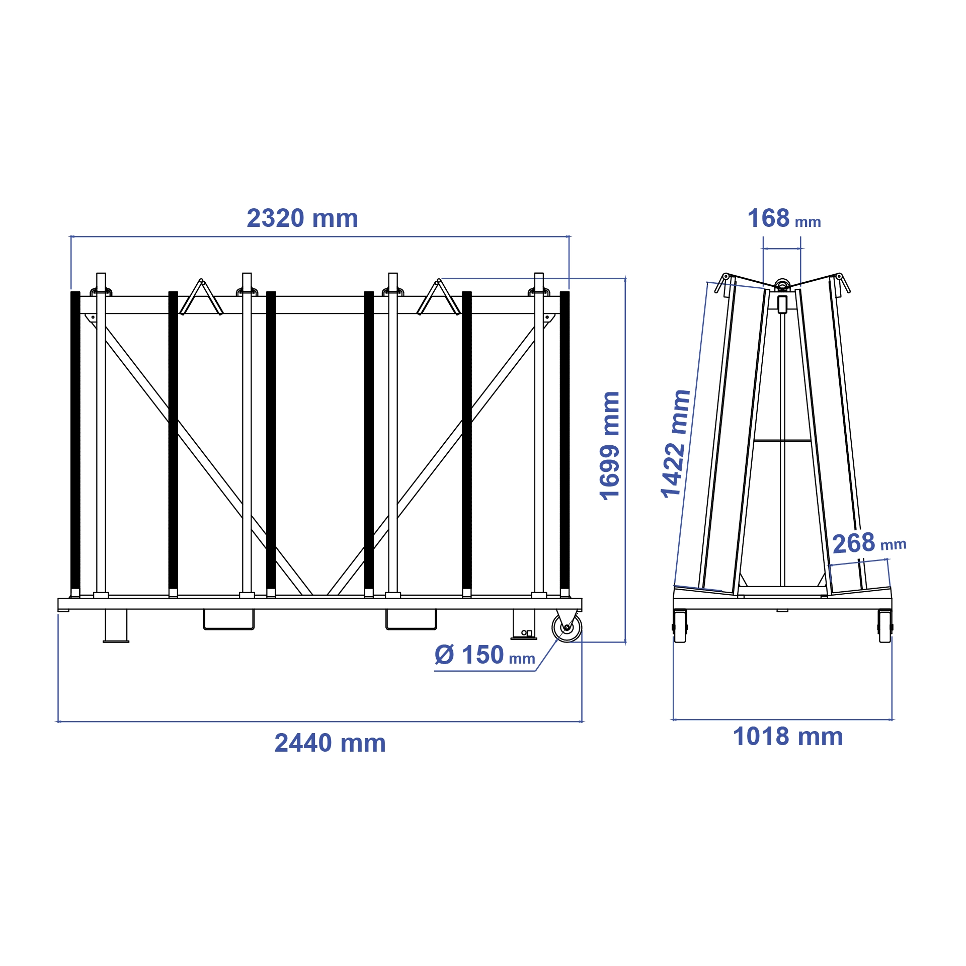 Aardwolf TF2440 Transport Frame for stone slabs, glass sheets and large panels