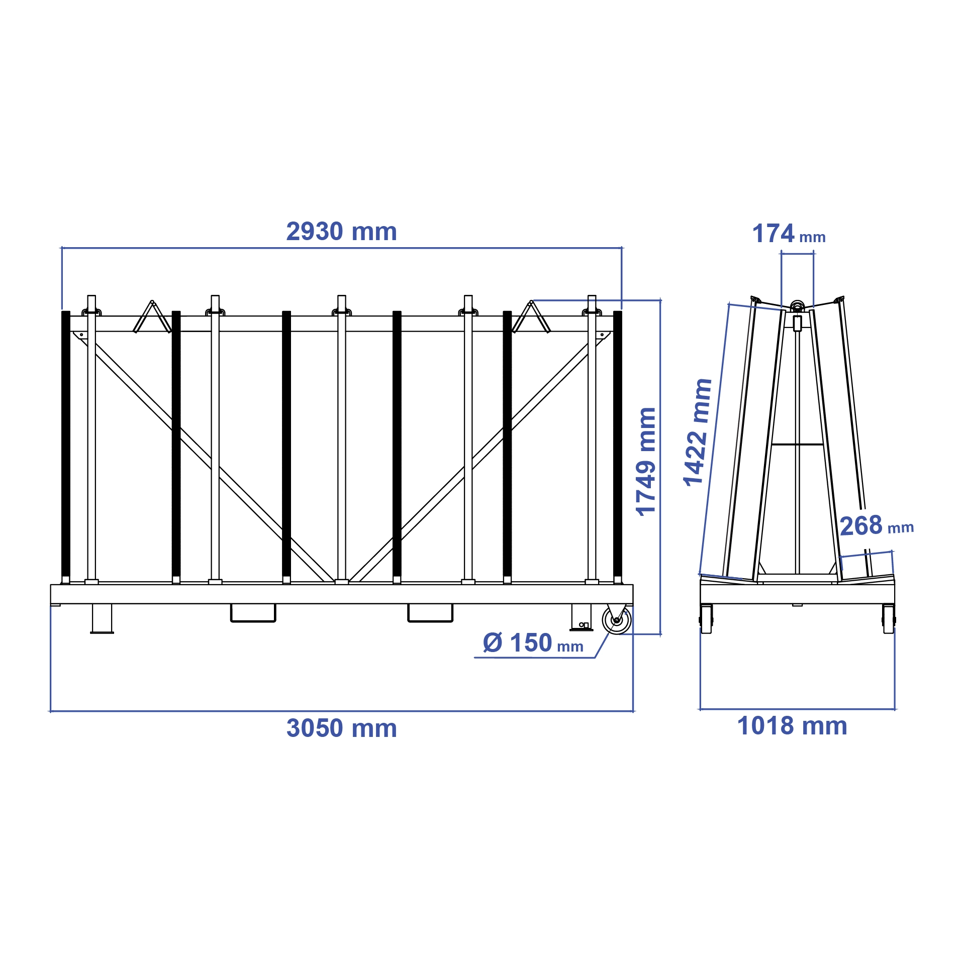 Aardwolf TF3050 Transport Frame for long stone slabs, glass panels and sheet materials