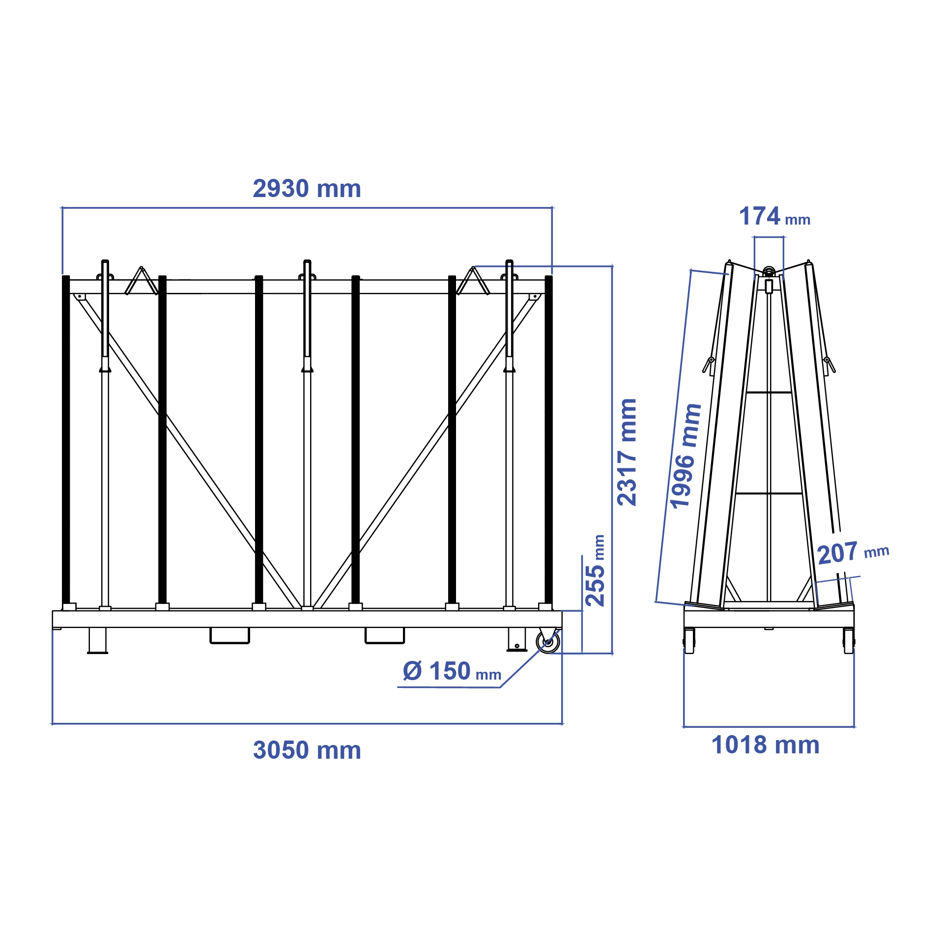 Aardwolf TF3050H Transport Frame for tall stone slabs, glass sheets and panels