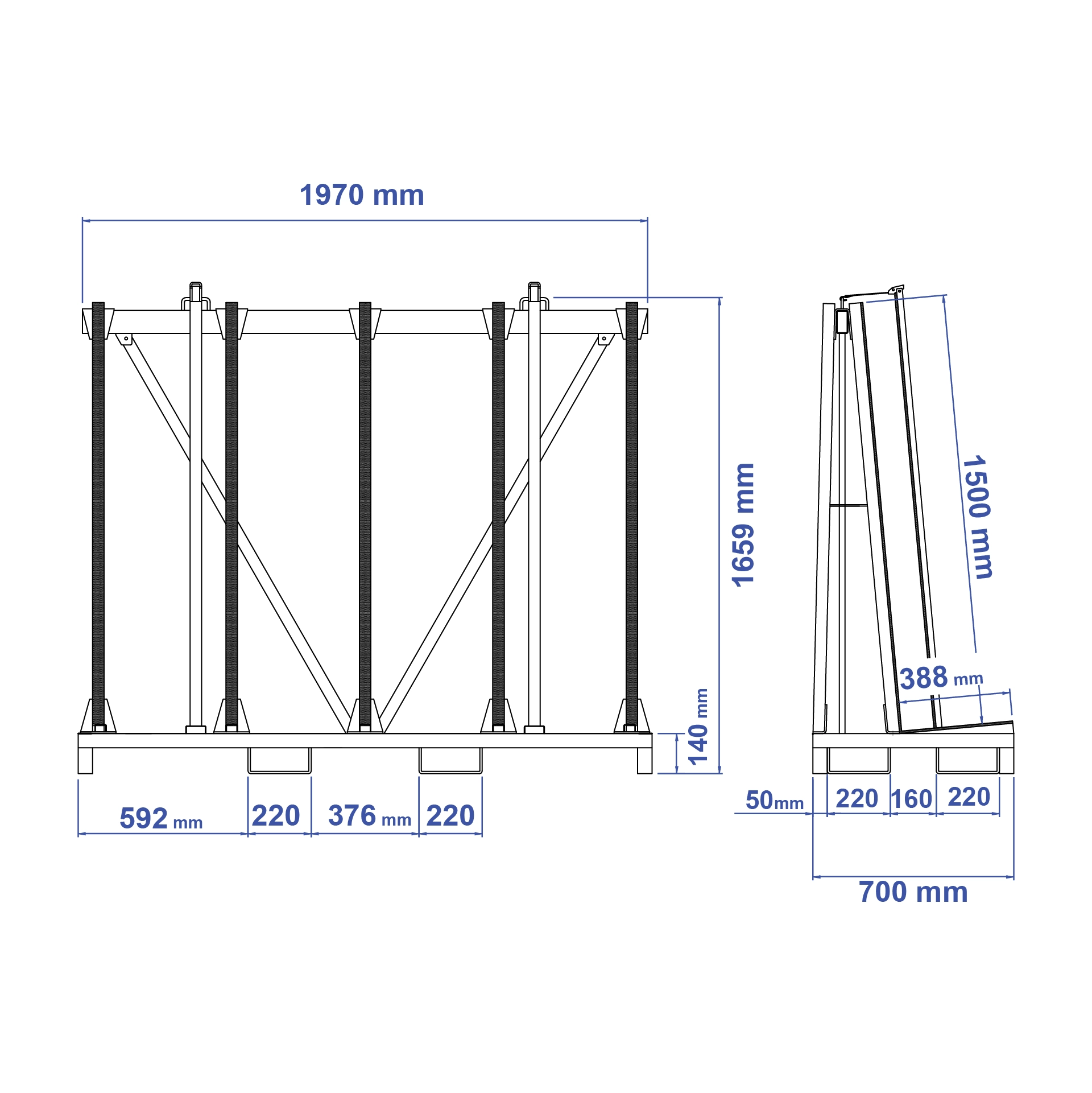 Aardwolf SSTR-2000 Single-Side Transport Frame for slabs, glass and panels