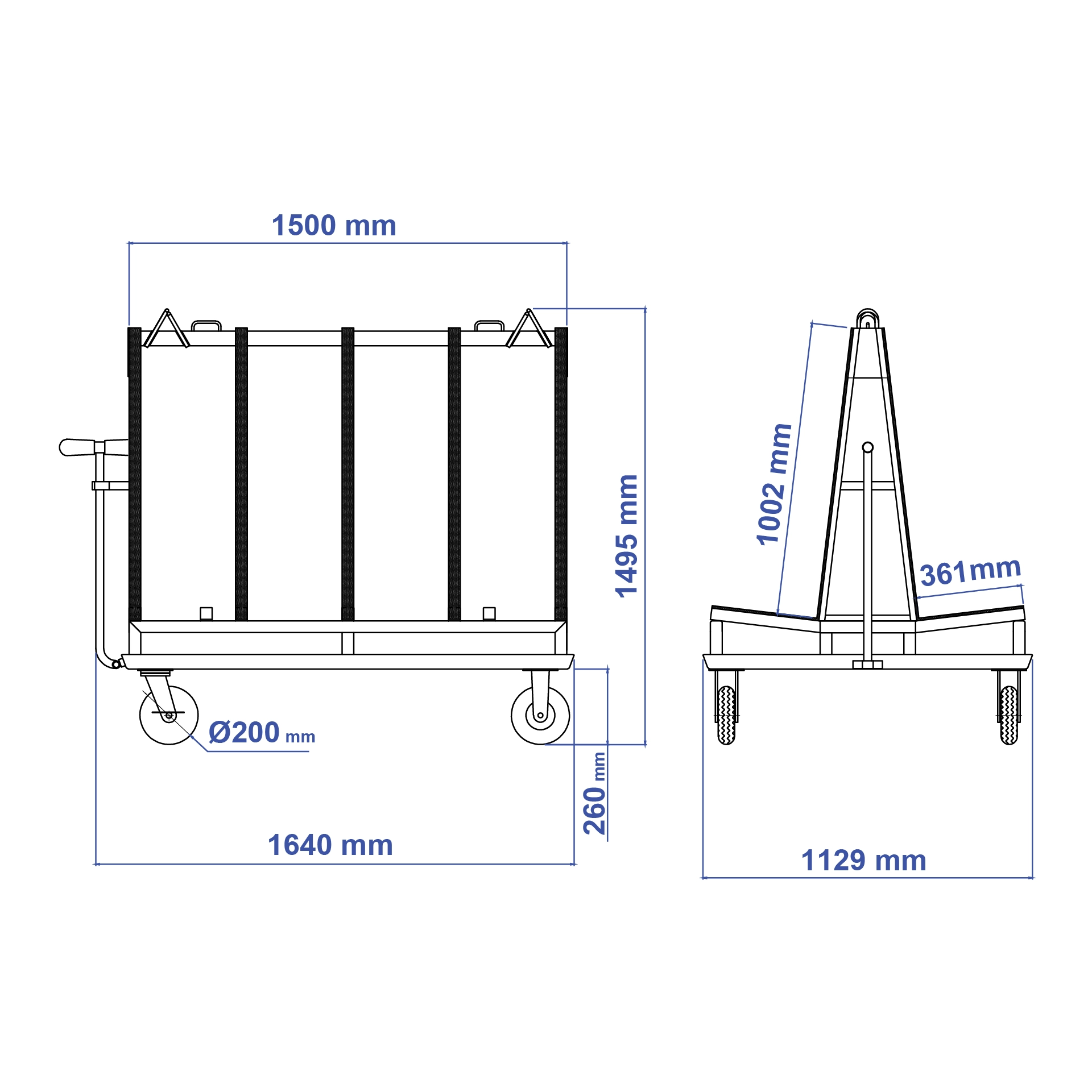 Aardwolf DFF1500PC Demountable Frame for compact slab transport and storage