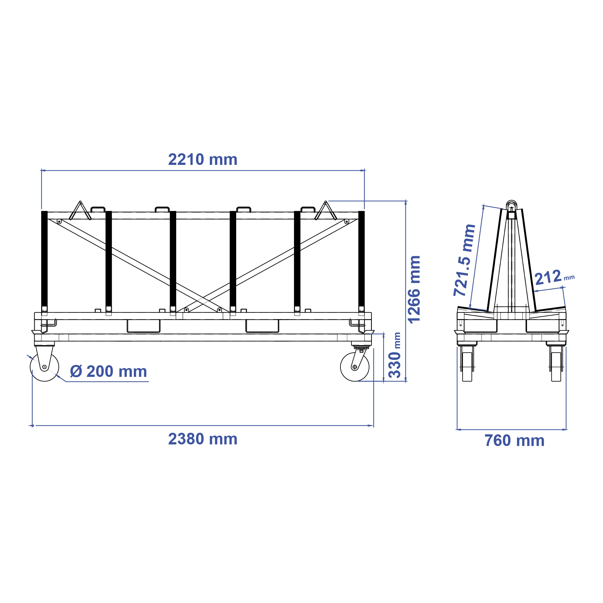 Aardwolf DAF2350PC Demountable A-Frame for stone slab, glass and panel transport