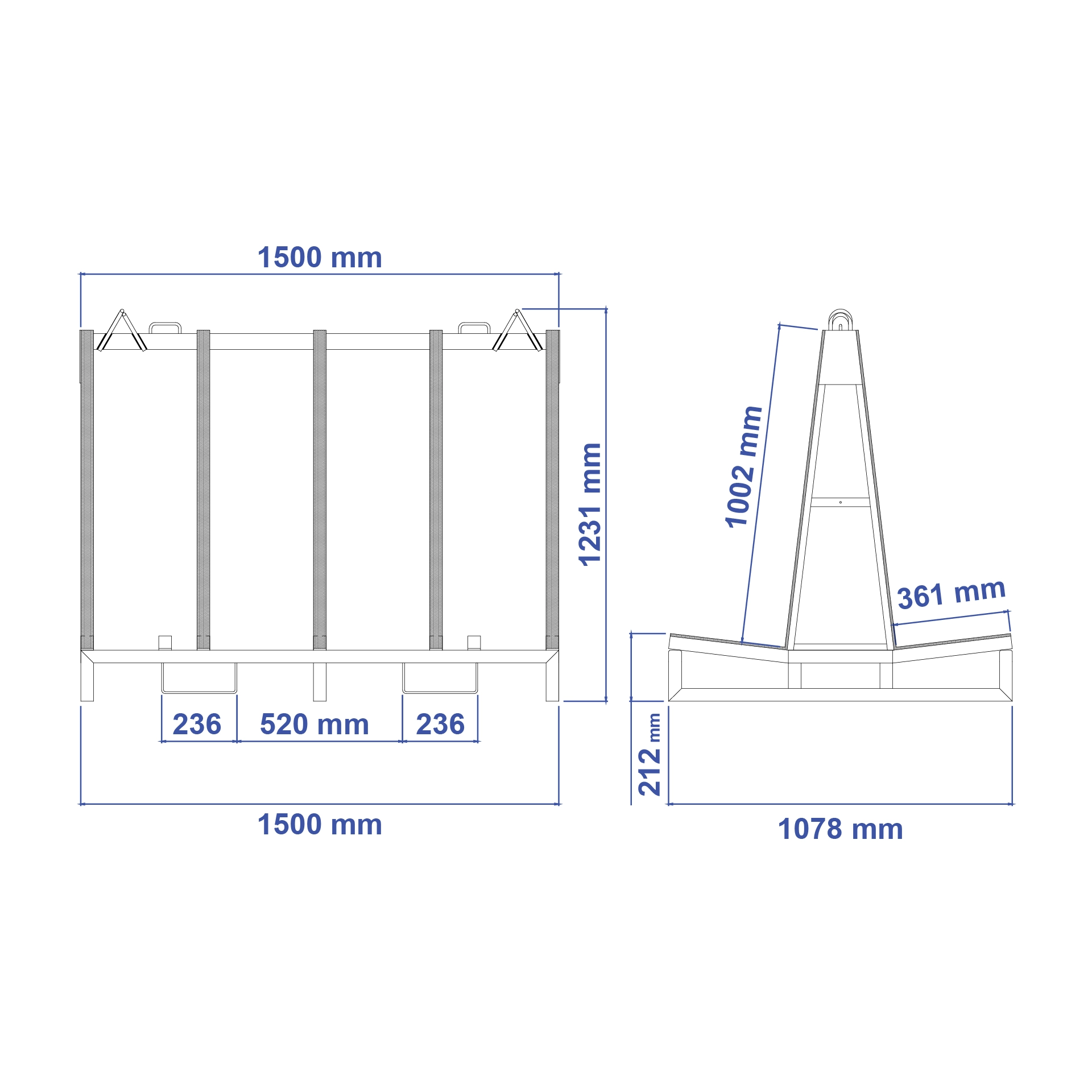 Aardwolf TFDFF1500 Top Frame for large stone slab transport systems