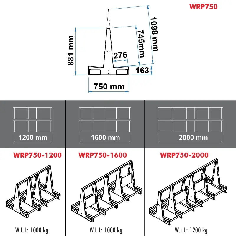 Aardwolf WRP750-1600 Wolf Rack Pocket for forklift-compatible material storage