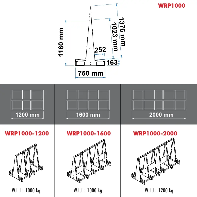 Aardwolf WRP1000-2000 Wolf Rack Pocket for extended heavy slab and sheet storage