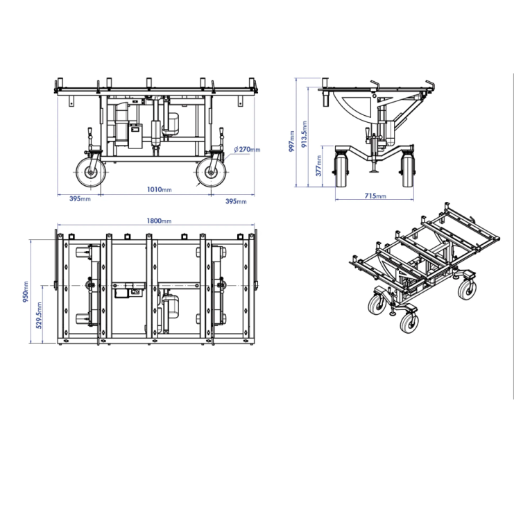 Aardwolf AKIC Kitchen Installation Cart for controlled countertop and worktop handling