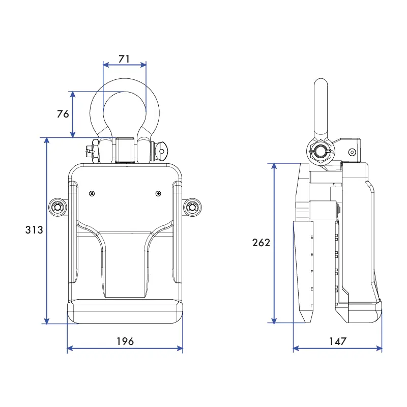Dimensions of Aardwolf AL30A Automatic Stone Slab Lifter