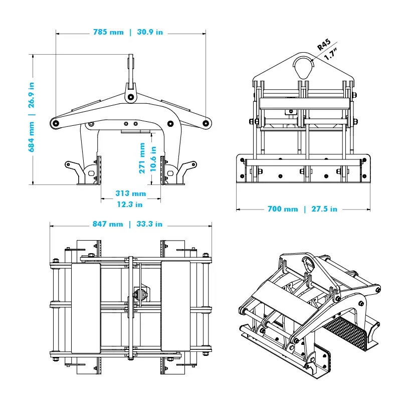 Dimensions of Aardwolf ABL255-3000 Concrete Barrier Lifter