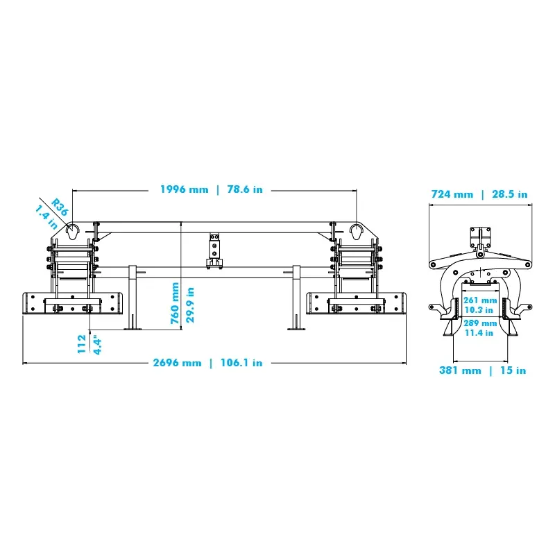 Dimensions of Aardwolf ADBL-2000 Double Barrier Lifter