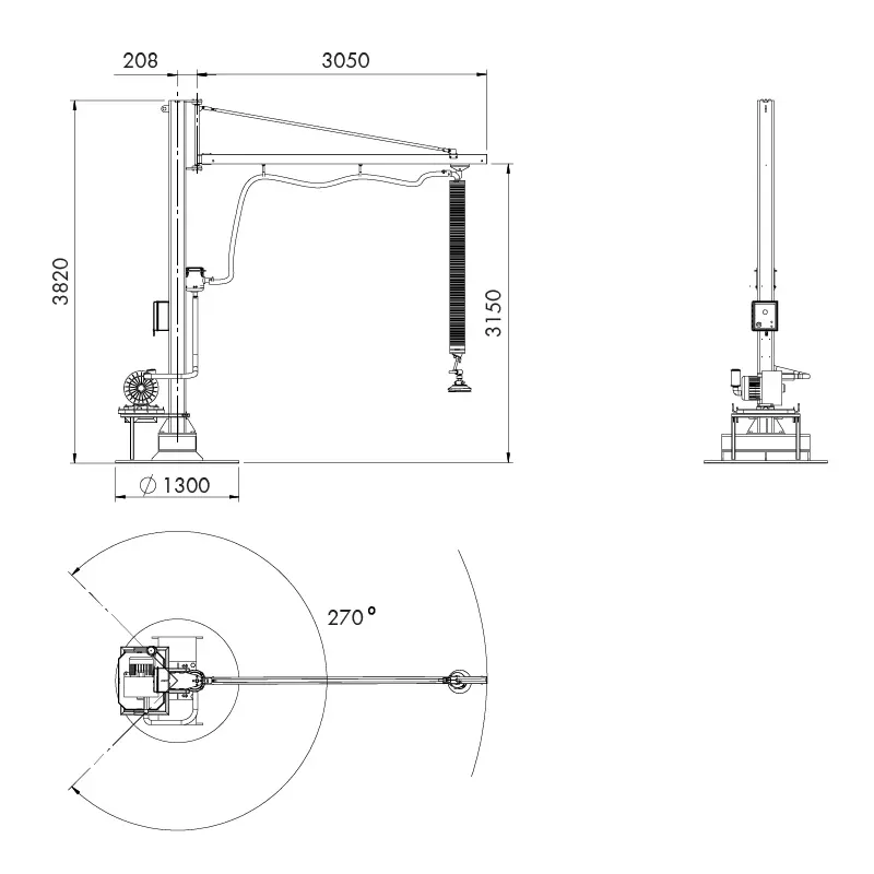Dimensions of Aardwolf AVTL1 Mobile Vacuum Tube Lifter