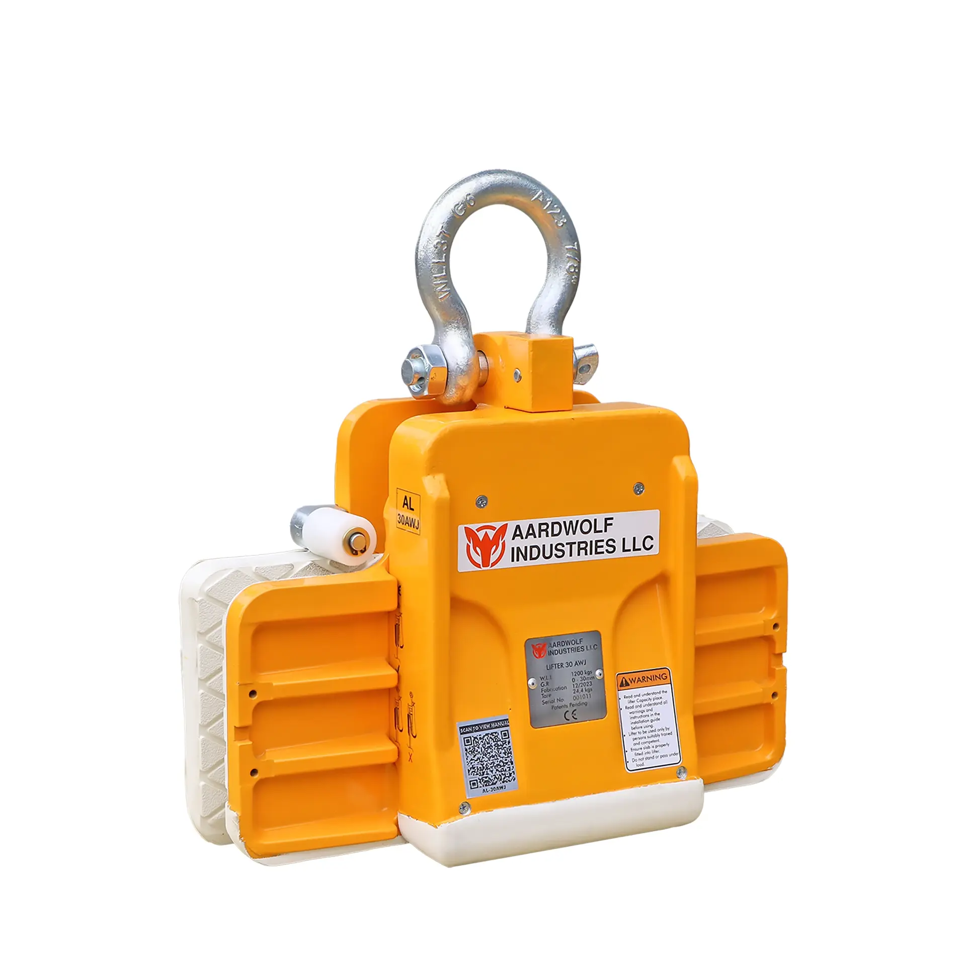 Aardwolf AL30AWJ automatic wide jaw slab lifter for granite, marble, porcelain, ceramic, and engineered stone slabs