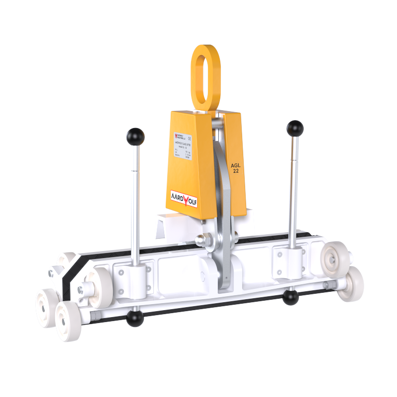 Aardwolf AGL22 mechanical glass lifter with automatic gripping and side support arms for flat glass sheets