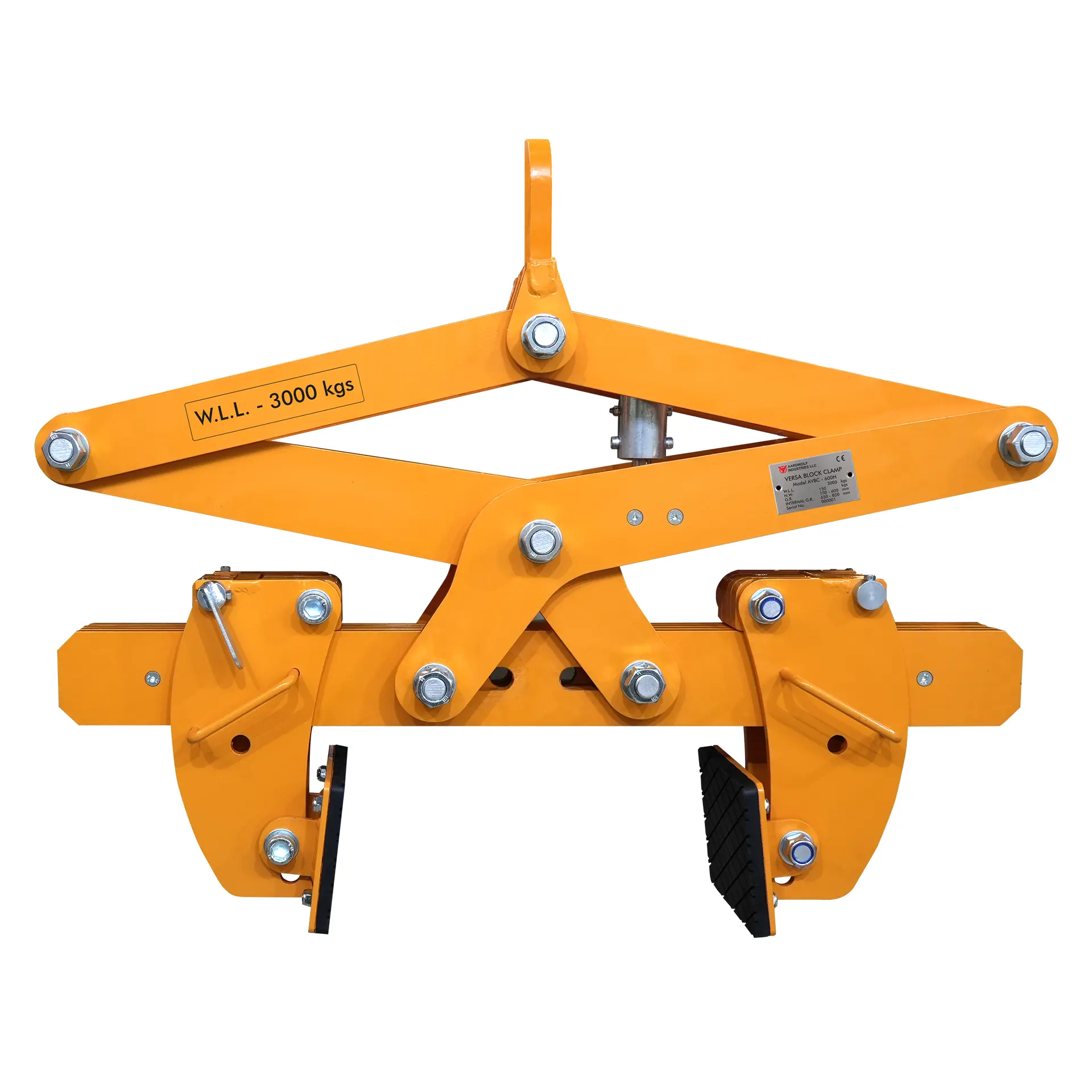 Aardwolf AVBC-600H Versa Block Clamp for heavy block and precast lifting
