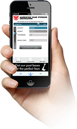 Aardwolf Slab Rack Storage Calculator on a phone